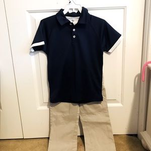 Bundle navy top with khaki pants